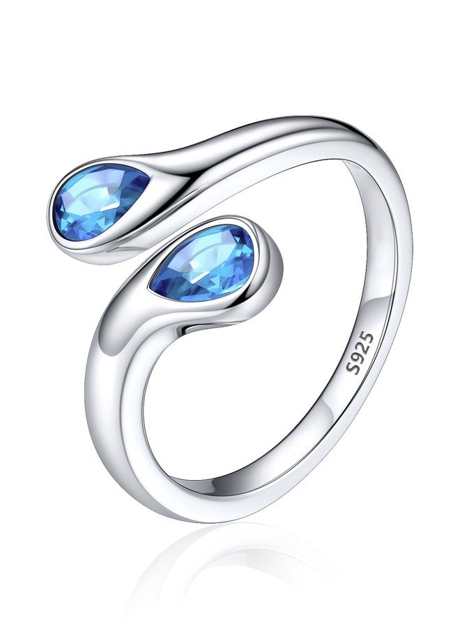 Silvora Sterling Silver Birthstone Rings,S925 Sterling Silver Open Rings December Birthstone Jewelry Gifts for Women Adjustable - Image 1